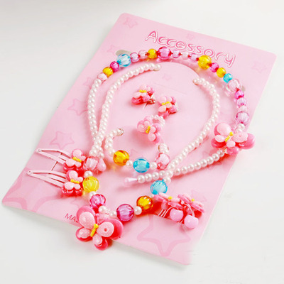 children Pearl Necklace Bracelet Set of parts Ring BB baby Jewelry Pearl suit girl gift Accessories
