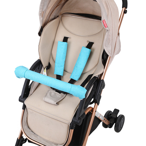 Baby carriage armrest cover, cart fence protective cover, accessories, pure cotton gauze snap button protective barrier, saliva towel, bite pad
