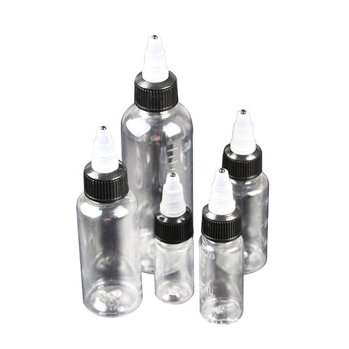 10/20/30/50/100ml graduated transparent PET plastic tipped gel rotating squeeze bottle for refilling