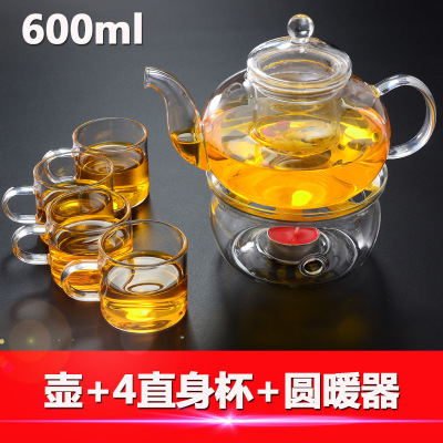 Los fabricantes suministran cuatro estaciones tetera de vidrio borosilicato tetera transparente Kung Fu juego de té traje
