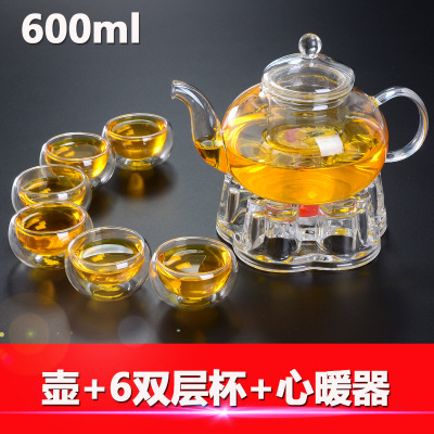 Los fabricantes suministran cuatro estaciones tetera de vidrio borosilicato tetera transparente Kung Fu juego de té traje