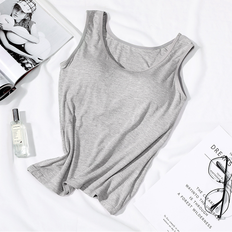 Chaleco de mujer Chaleco de una sola pieza con almohadilla en el pecho sujetador inalámbrico sin desgaste de las mujeres Copa base de desgaste exterior de las mujeres