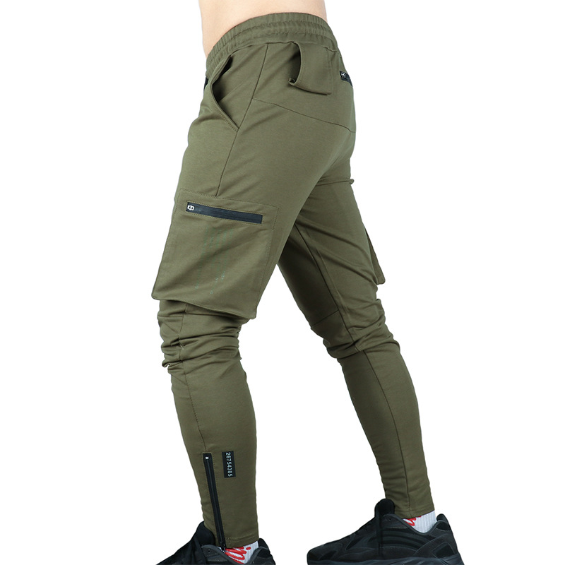 Spring and Autumn casual youth straight leg multi pocket camouflage pants, men's zippered small ankle sports pants_voghion.com