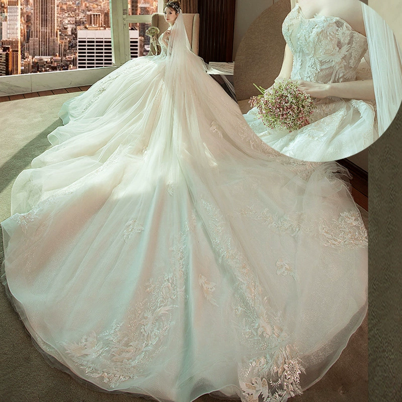 Свадебное платье Hepburn princess dream с бретелью, бальное, шлейф 1,5 м, большие размеры