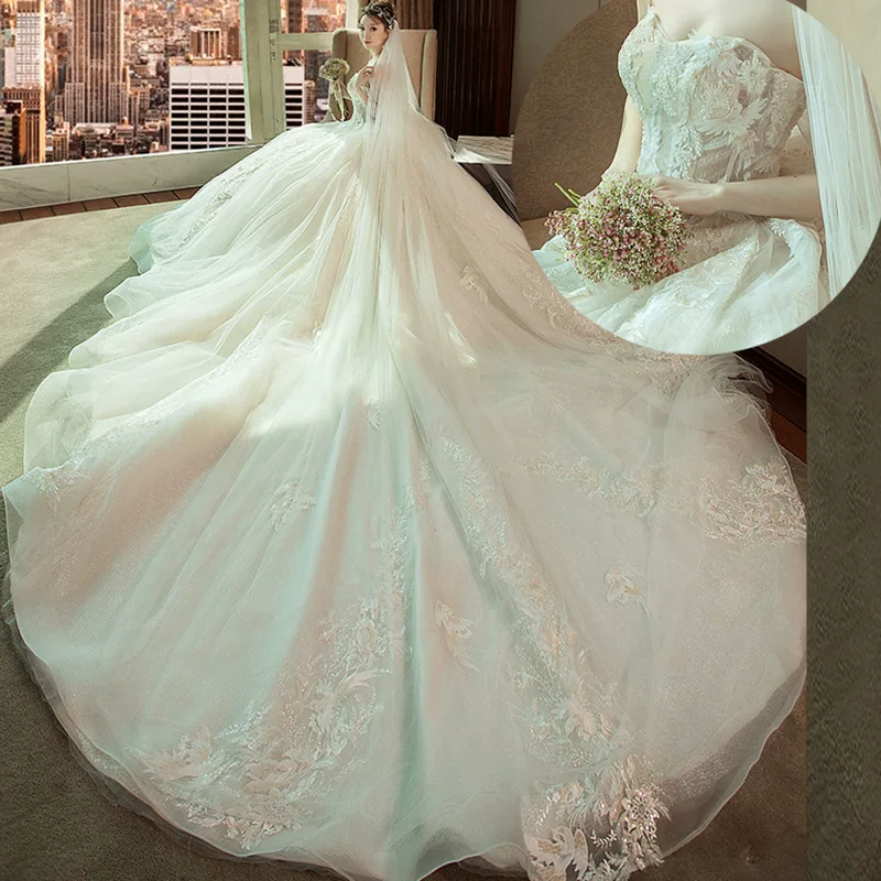 Свадебное платье Hepburn princess dream с бретелью, бальное, шлейф 1,5 м, большие размеры