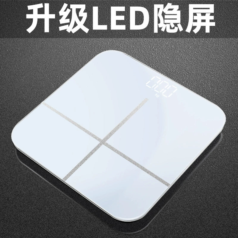 Умная весы для тела BORO Baolan, LED скрытый экран, USB-зарядка, 26×26 / 28×28 см