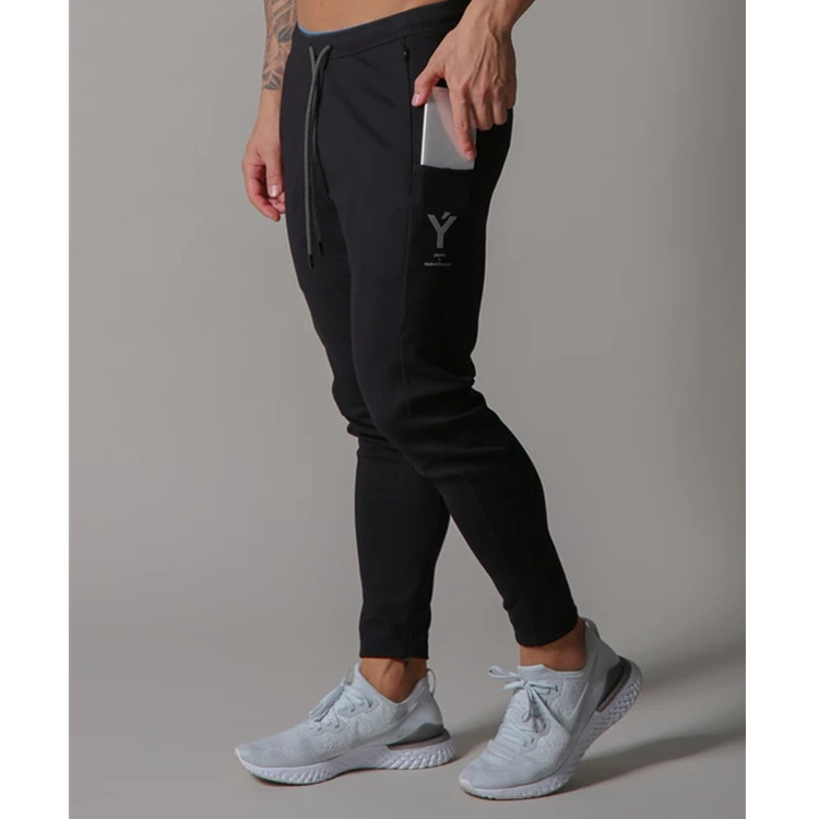 Men's Athletic Casual Pants with Invisible Zipper Pockets for Muscle Fitness, Running, and Slim Fit