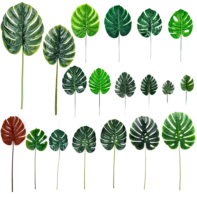 Hoja de tortuga artificial hojas falsas decoración del hogar hojas Planta artificial paisaje planta decoración de la pared de plástico hoja de tortuga