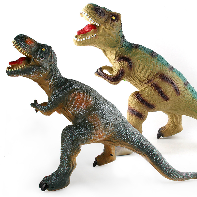 Juguete de dinosaurio extra grande que emite sonidos, modelo realista de Triceratops de goma suave relleno de algodón, juguete infantil de la marca Jurassic, disponible en Amazon.