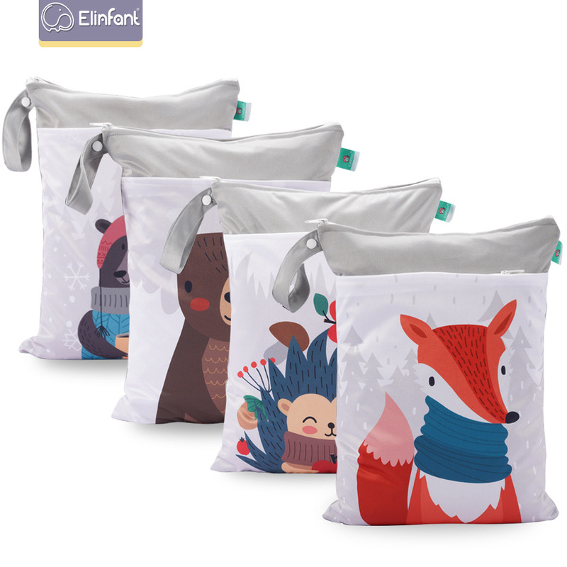 Children's Clothing Storage Bag Cartoon Printing Double Zipper Waterproof Diaper Bag Multifunctional Stroller Hanging Bag
