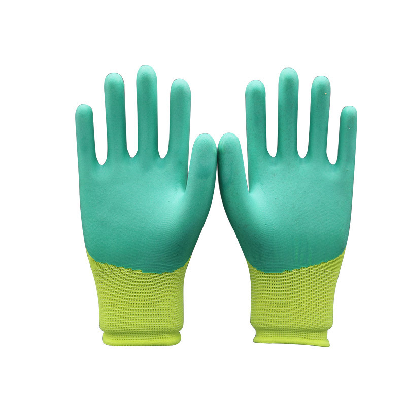 Guantes de protección laboral de espuma de látex de caucho de nylon que sumergen guantes de trabajo antideslizantes resistentes al desgaste para el sitio de construcción al por mayor