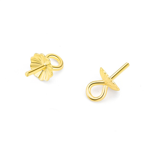 S925 sterling silver accessories pearl pendant hollow flower-shaped tray necklace DIY jewelry accessories manufacturer direct sales wholesale