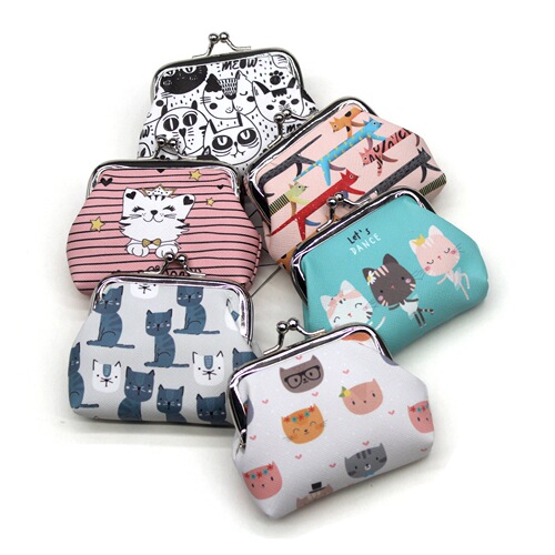 Kitten Print Coin Purse Small Fresh Cartoon Student Wallet Ladies Coin Bag Children's Hand Creative Bag