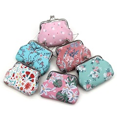Small fresh floral coin wallet cute student small wallet girl gold bag children's hand latte clip small bag