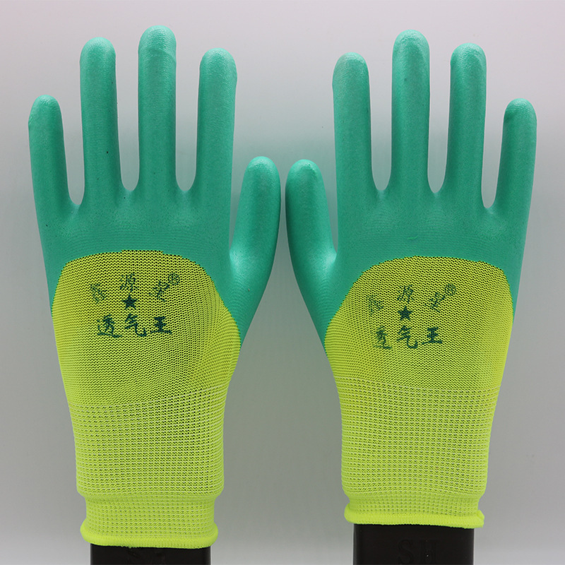 Guantes de protección laboral de espuma de látex de caucho de nylon que sumergen guantes de trabajo antideslizantes resistentes al desgaste para el sitio de construcción al por mayor