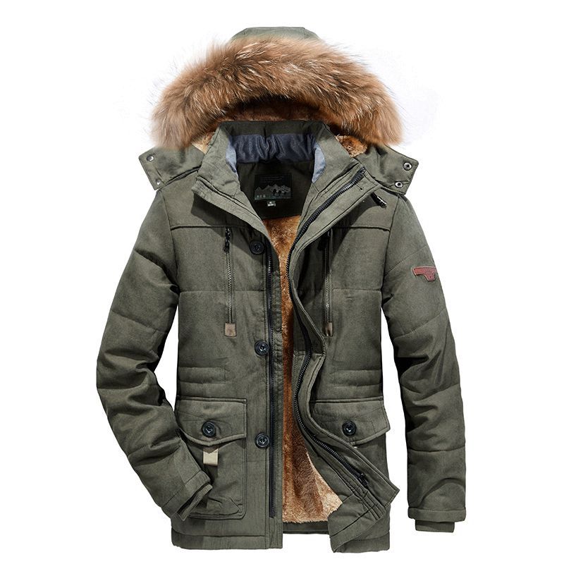 7176 chaqueta acolchada de algodón para hombre, venta directa de fábrica transfronteriza, invierno más chaqueta acolchada gruesa de terciopelo, chaqueta acolchada para hombre de longitud media y talla grande