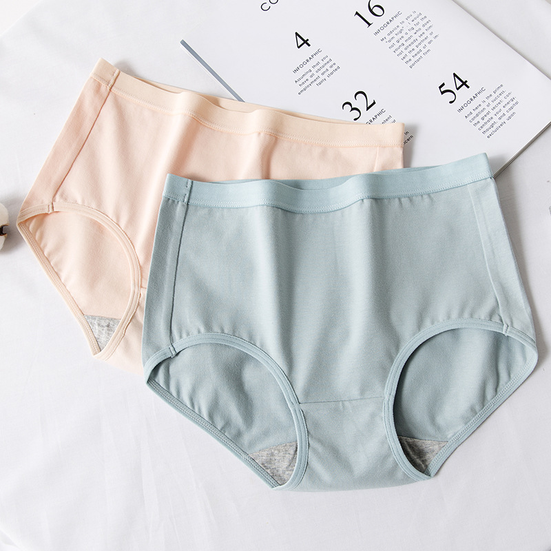 Women's Underwear Women's Cotton Mid-Waist Large Size Hip Briefs Solid Color Mid-Waist Cotton Seamless Underwear for Girls