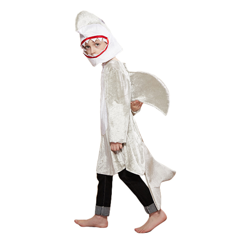 2020 nueva etapa juego traje niños tiburón papel rendimiento traje Halloween fiesta kindergarten grupo ropa image 6