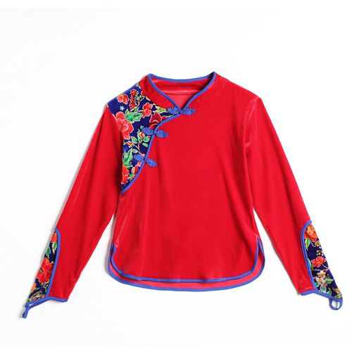 Tingziyu autumn and winter square dance costume new set gold velvet dance performance costume finger button yangko folk dance