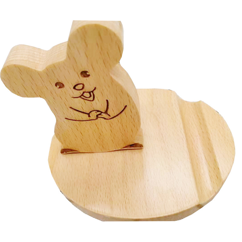 Soporte para teléfono móvil escritorio de madera perezoso popular creativo teléfono móvil soporte Escritorio de dibujos animados de madera teléfono móvil stand logo