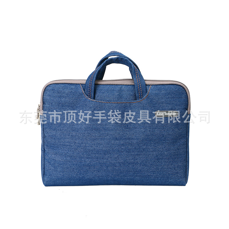 Waterproof and Wear-resistant Denim Computer Bag Blue Denim Business Handbag Denim Computer Bag