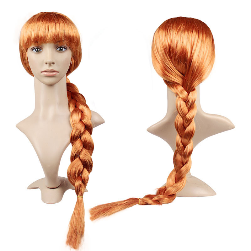 Hielo y nieve vestir Aisha peluca Anna Qiyuan juego de rol apoyos hermanas tocado solo trenza doble trenza gruesa