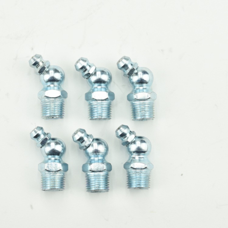 1/8-27npt boquilla de aceite de zinc azul y blanco, pistola de grasa de 90 grados accesorios de grasa lubricante