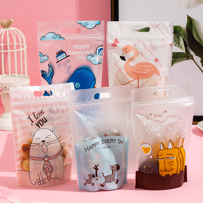 Nuevo bolso con cremallera envasado de alimentos copo de nieve para hornear galletas crujientes aperitivos turrón auto-permanente bolsa de autosellado