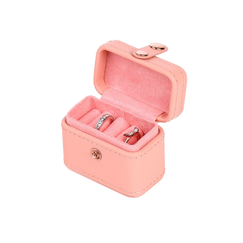 Mini Button Ring Box PU Leather Jewelry Storage Box Earring Display Ins Portable Accessory Box Xiaohongshu Style