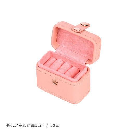 Mini Button Ring Box PU Leather Jewelry Storage Box Earring Display Ins Portable Accessory Box Xiaohongshu Style