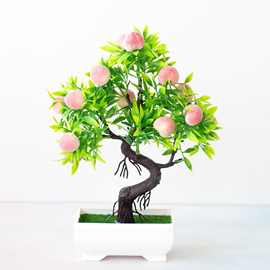 批发橱窗装饰仿真盆栽水果桃子室内花卉盆景植物批发
