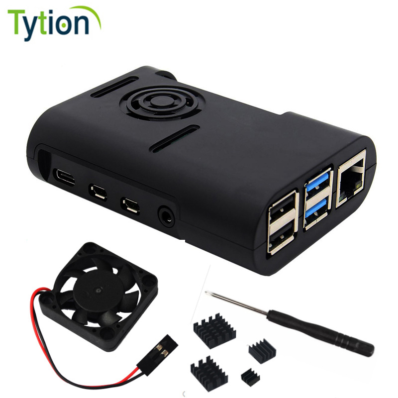 树莓派4代 开发板ABS注塑外壳4B可安装散热风扇保护机箱盒子 3色