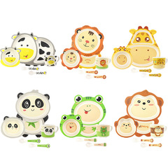 Bamboo Fiber Children's Tableware Set Home Cute Cartoon Baby Eating Divided Plate Snack Bowl Spoon Fork