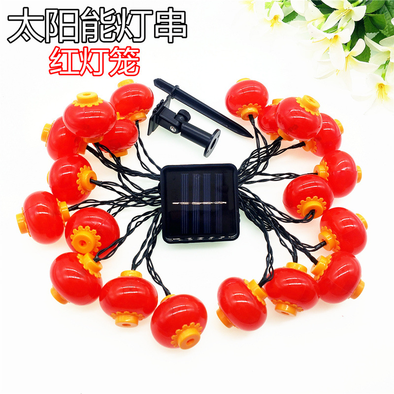 LED luz solar cadena rojo linterna festivo jardín luz Navidad Festival Año Nuevo luces al aire libre impermeable luces decorativas