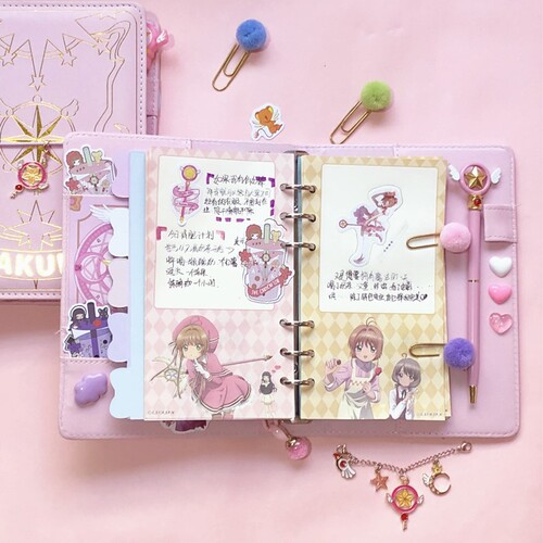 Magical Girl Sakura Ledger Ins Ledger Tools and Materials Full Set Cute Loose-Leaf Internet Celebrity Notebook