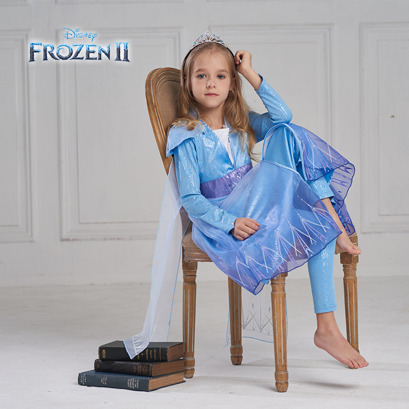IKALI joint name Disney genuine goods Frozen 2 Aisha princess dress embroidered diamond princess dress