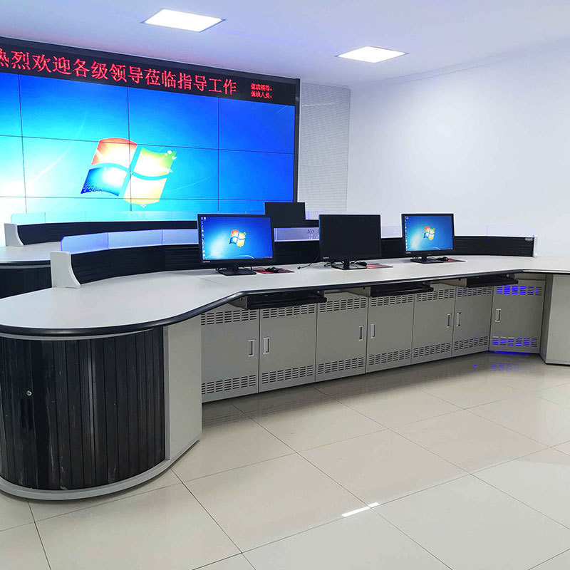 厂家供应监控指挥中心消防控制台钢木结合豪华指挥调度用控制台
