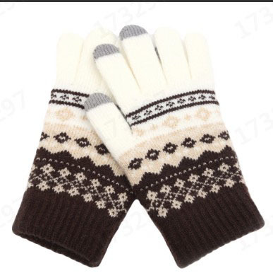 Nuevos guantes de pantalla táctil forrados de lana engrosada invierno jacquard guantes calientes al por mayor directo de fábrica guantes de hombres y mujeres