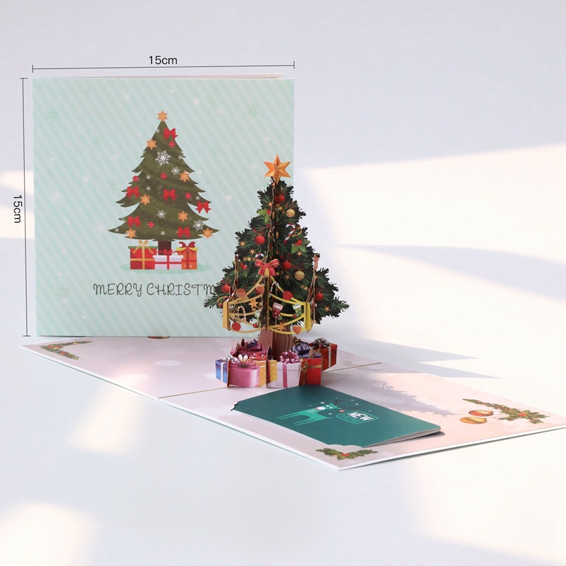 Three-dimensional Christmas Tree Small Tree Color Printed Christmas Three-dimensional Greeting Card Blessing Creative Korean Small Card