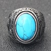Fashionable metal agate turquoise trend ring with stone, European style, punk style, with gem, wholesale