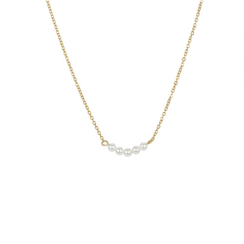 eManco new freshwater imitation pearl necklace cross-border simple crystal stainless steel necklace necklace accessories wholesale