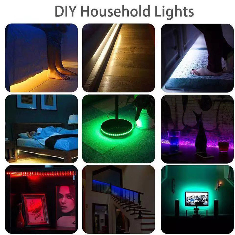 (2개) 스마트 USB 블루투스 APP 제어 LED 스트립 5050RGB TV TV 배경 접착제 화려한 스트립 세트