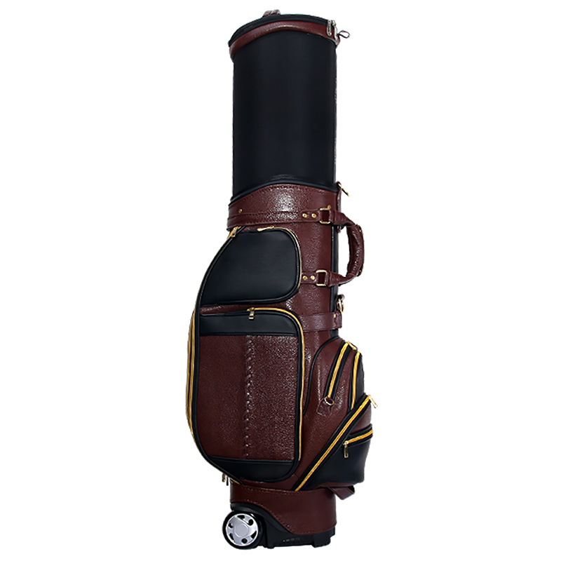 Túi golf PGM có thể thu gọn đa năng, mặt da, ký gửi hàng không tiện lợi — QB043 màu nâu đen, QB043 toàn màu đen