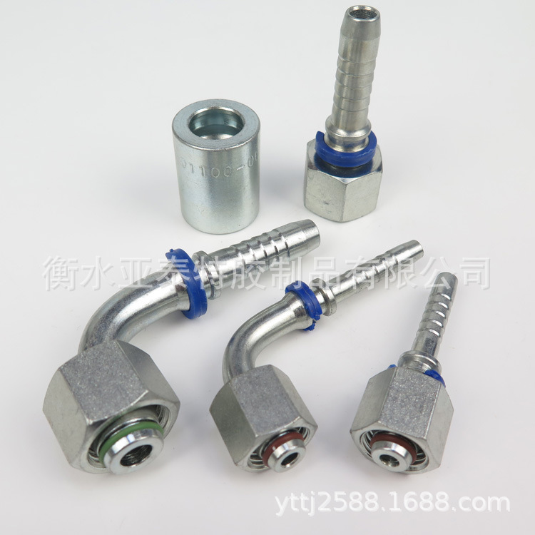 现货批发材质工程机械镀白锌美制JIC74度锥密封扣压接头