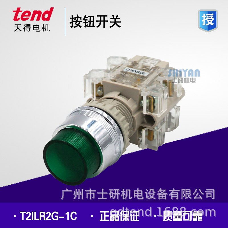 正品天得 霓虹照光按钮开关 T2ILR T2ILR2G-1C绿 T2ILR2R-1C红