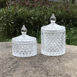 Glass candle box with lid transparent glass candy jar candy jar TG glass cup Storage Jar Ornaments wholesale
