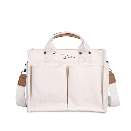 Korean women's bag with multiple pockets, shoulder bag, single-shoulder bag, casual and versatile crossbody bag for women, large capacity canvas bag