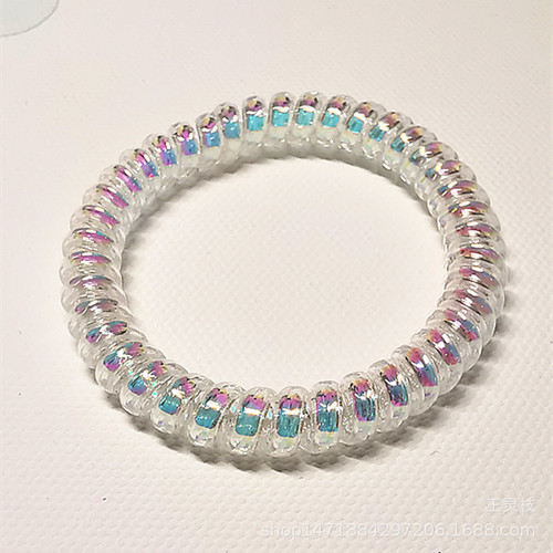 Korean version thin transparent AB color phone wire loop laser shiny colorful shiny colored bracelet headband head tie factory direct sales