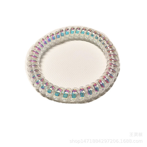 Korean version thin transparent AB color phone wire loop laser shiny colorful shiny colored bracelet headband head tie factory direct sales