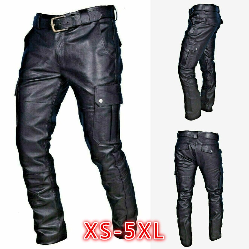 2019 New Popular Wish Amazon Hot Selling European and American Trendy Brand Pure Color Pu Strap Casual Leather Pants Trend
